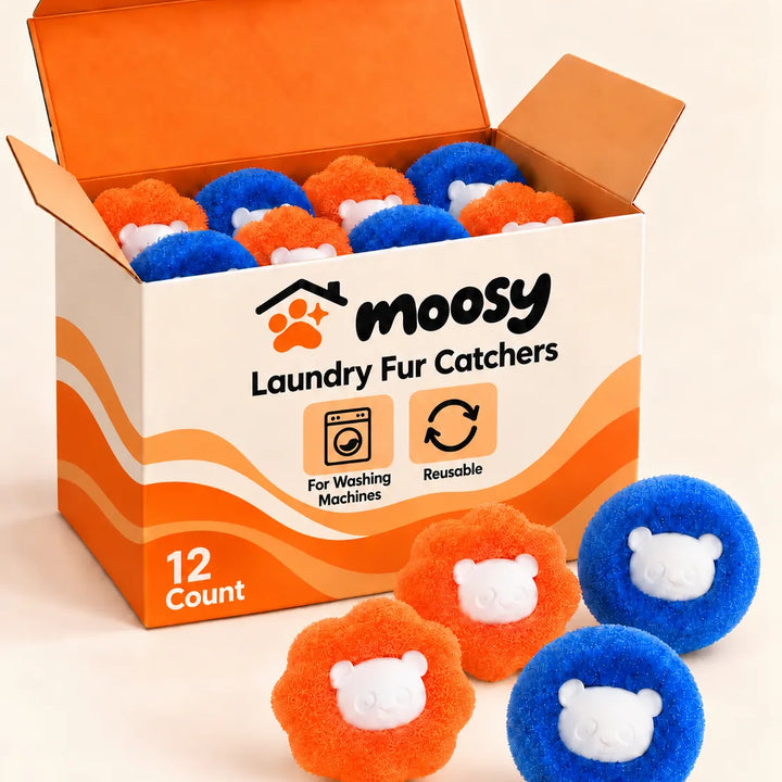 Moosy Laundry Fur Catchers, box of 12 reusable balls for the washing machine